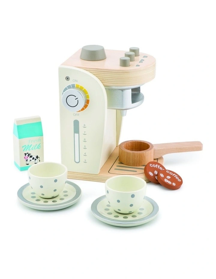 New Classic Toys Wooden Coffee Machine Kids Pretend Play White 36m image 2