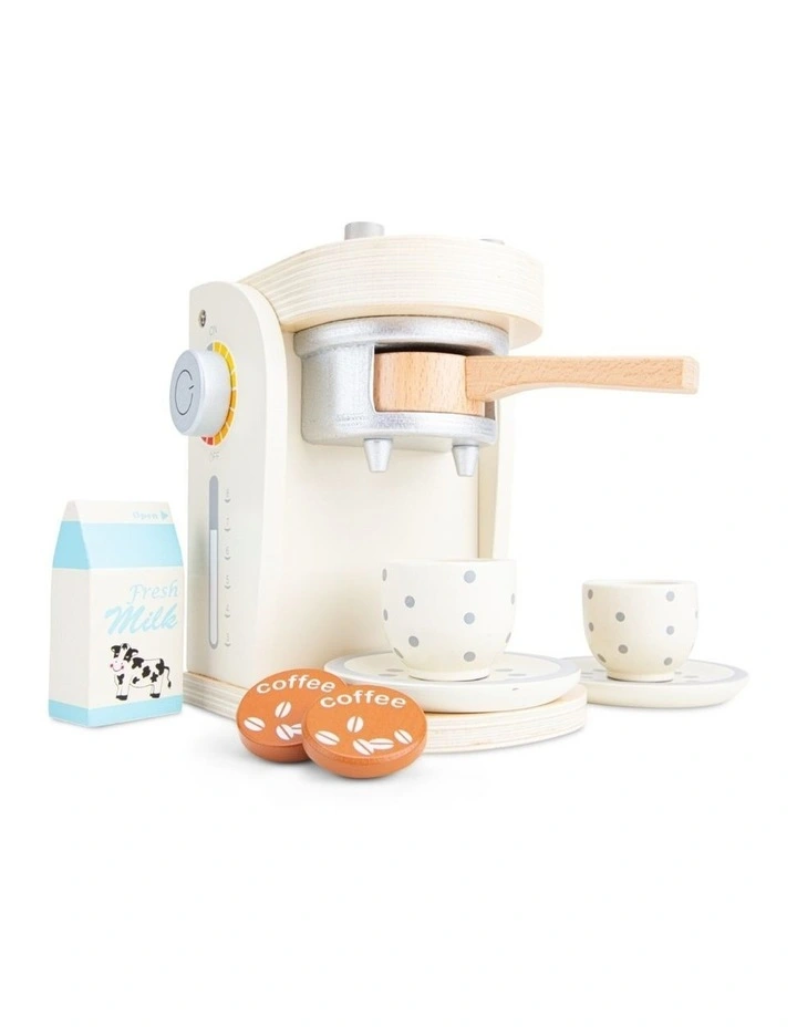 New Classic Toys Wooden Coffee Machine Kids Pretend Play White 36m image 3