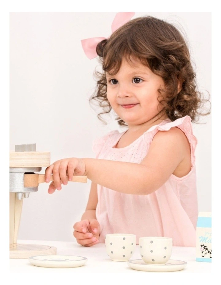New Classic Toys Wooden Coffee Machine Kids Pretend Play White 36m image 5