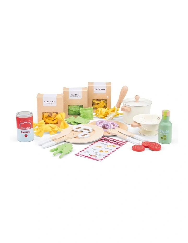 New Classic Toys Pasta Kitchen Role Play Set Kids Children Toy 3y  Wooden image 1
