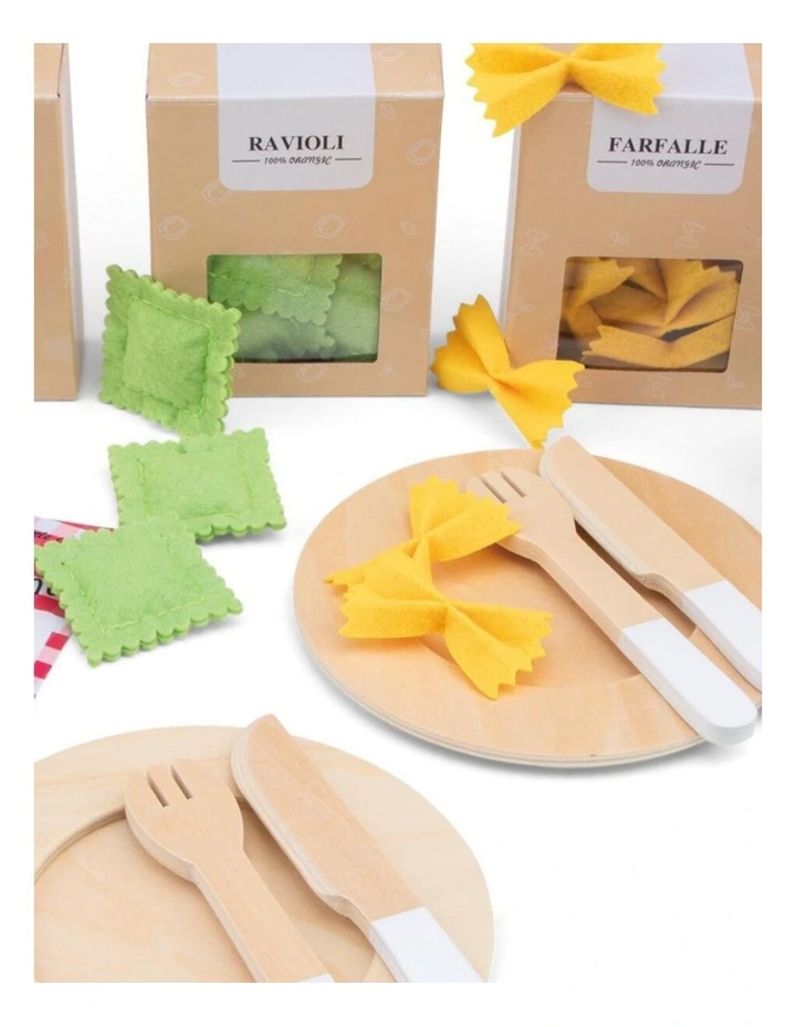 New Classic Toys Pasta Kitchen Role Play Set Kids Children Toy 3y  Wooden image 3