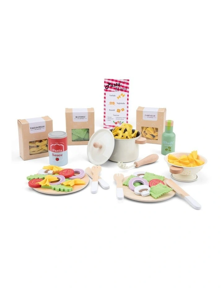 New Classic Toys Pasta Kitchen Role Play Set Kids Children Toy 3y  Wooden image 4