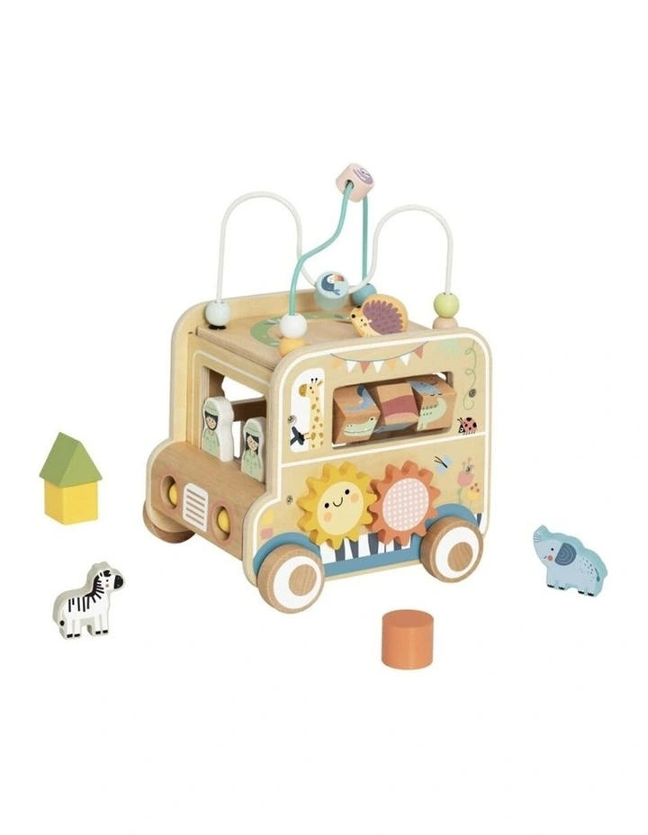 Tooky Toy Wooden Safari Hunting Vehicle Activity With Figures Kids 18m image 1