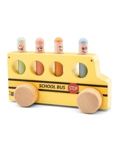 New Classic Toys Pop Up Wooden School Bus Kids Children Toy 24m  Wood