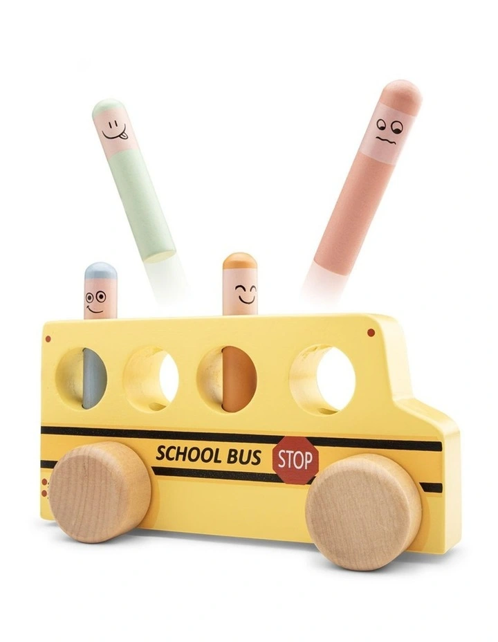 New Classic Toys Pop Up Wooden School Bus Kids Children Toy 24m Wood image 3
