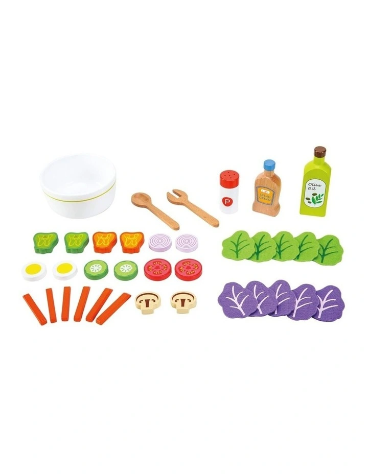 36pc New Classic Toys Wooden Salad Set Kids Pretend Play Toy 36m Multicol image 2