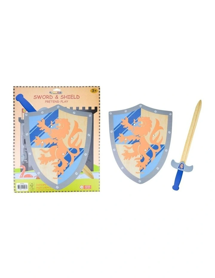 Kaper Kidz Wooden Sword & Shield Lion Theme Role Playing Toy Kids 3y image 1