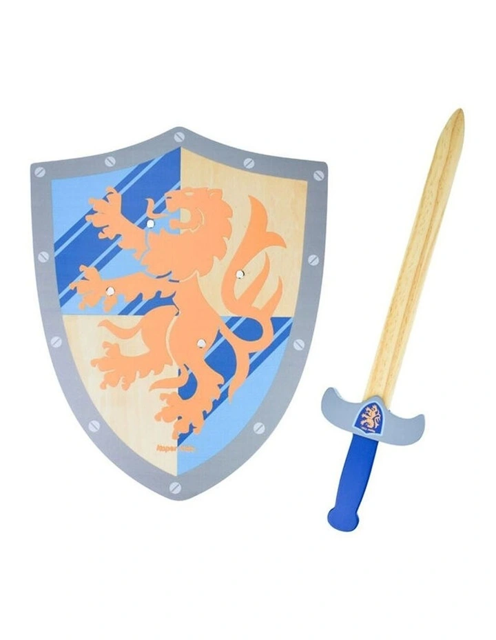 Kaper Kidz Wooden Sword & Shield Lion Theme Role Playing Toy Kids 3y image 2