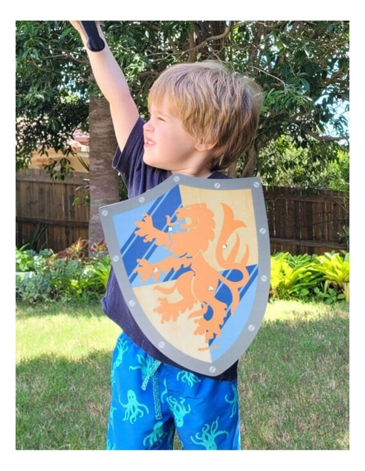 Kaper Kidz Wooden Sword & Shield Lion Theme Role Playing Toy Kids 3y image 3