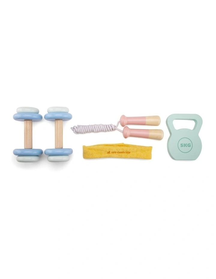 5pc New Classic Toys Fitness Set Kids Pretend Play Wooden Toy 36m  image 2