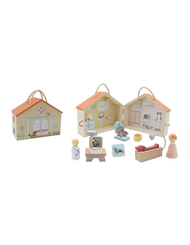 Kaper Kidz Wooden Portable Veterinary Pet Hospital Playset Kids 3 Years image 1