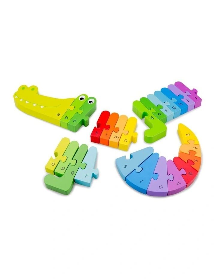 New Classic Toys 30cm Rainbow Crocodile Wooden Puzzle Multicoloured Kids 3y image 2