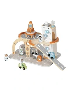 Tooky Toy Wooden Space Station Playset With Figures And Vehicles Kids 3y 