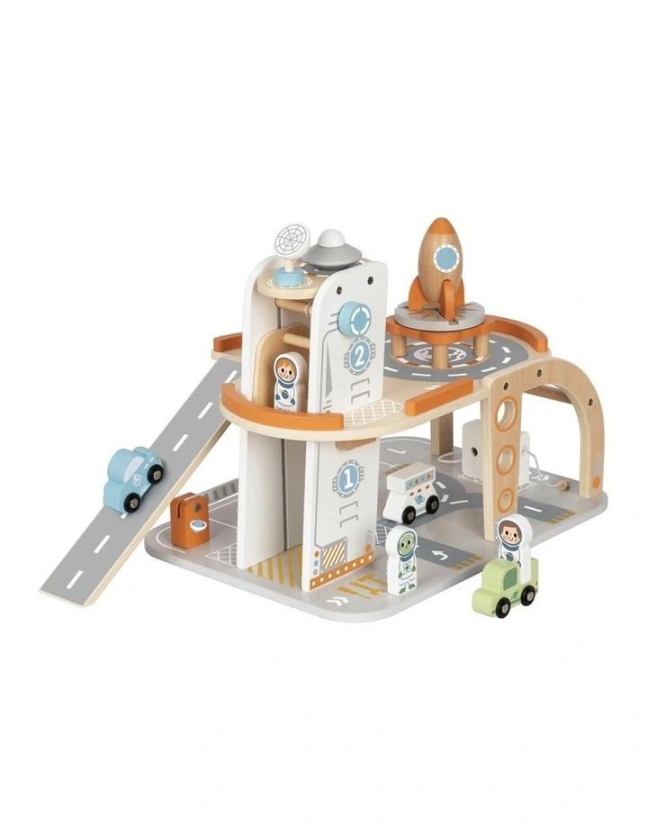 Tooky Toy Wooden Space Station Playset With Figures And Vehicles Kids 3y image 2