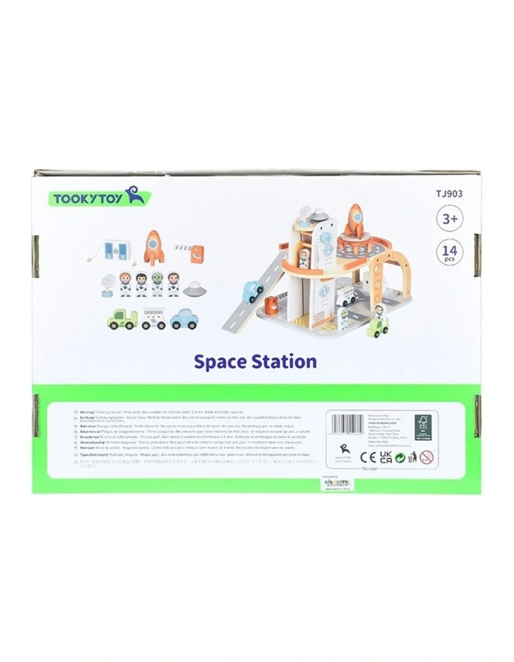 Tooky Toy Wooden Space Station Playset With Figures And Vehicles Kids 3y image 4