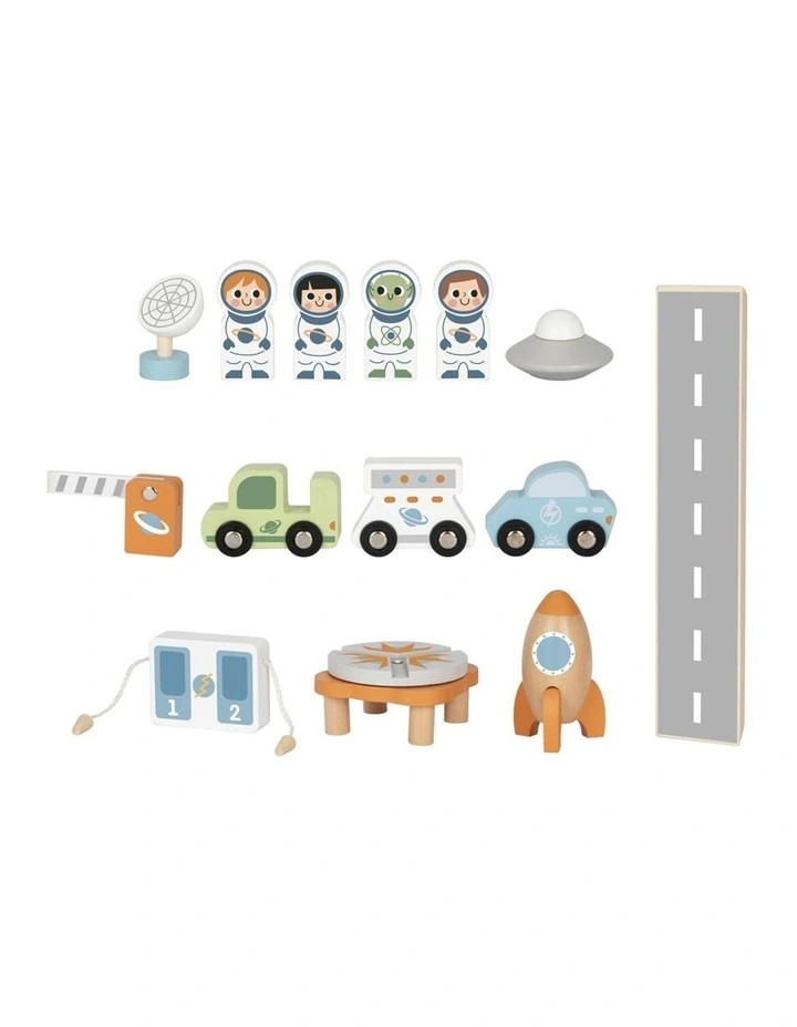 Tooky Toy Wooden Space Station Playset With Figures And Vehicles Kids 3y image 5
