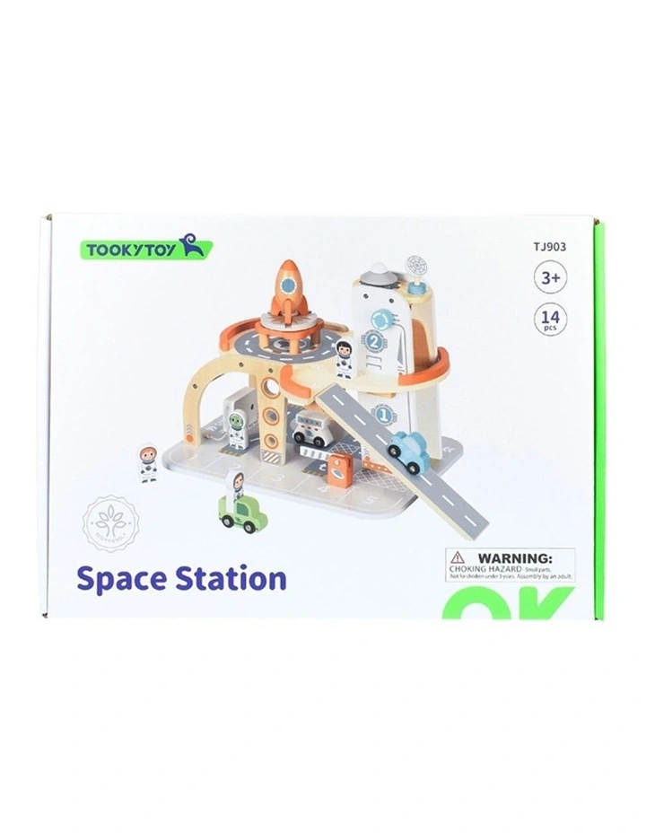 Tooky Toy Wooden Space Station Playset With Figures And Vehicles Kids 3y image 6