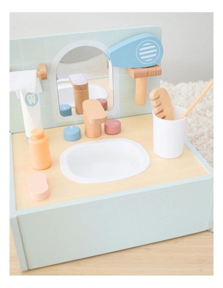 Tooky Toy Toiletry Bathroom Playset With Accessories Wooden Kids 3y image 5
