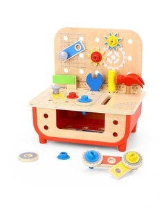 Tooky Toy Deluxe Wooden Work Bench With 30 Piece Tool Set Kids 3y 