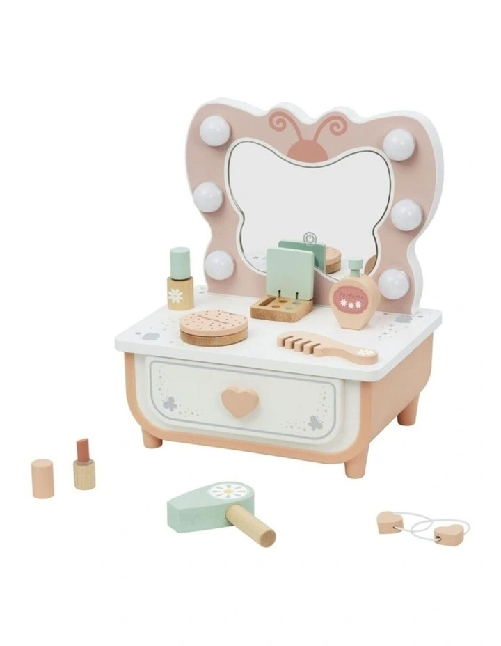 Tooky Toy Butterfly Dressing Table Light Up Mirror With Accessories Kids 3y image 1