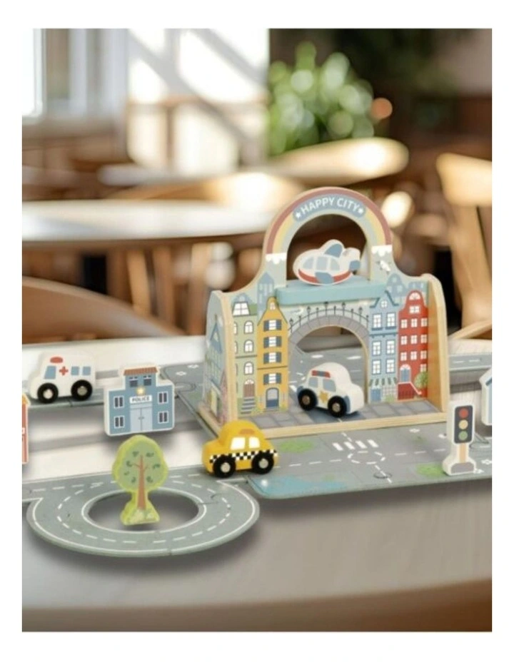 Tooky Toy Wooden Felt City Playset Portable Play Mat Kids Children 3 Years image 3