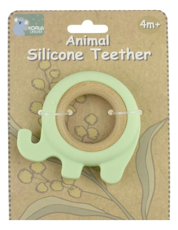 Koala Dream Silicone Wooden Elephant Baby Toddler Chew Teether Green 4m image 1