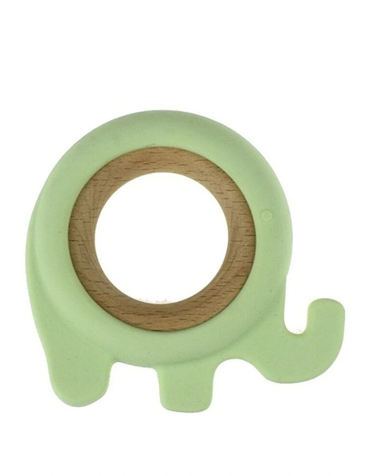 Koala Dream Silicone Wooden Elephant Baby Toddler Chew Teether Green 4m image 3
