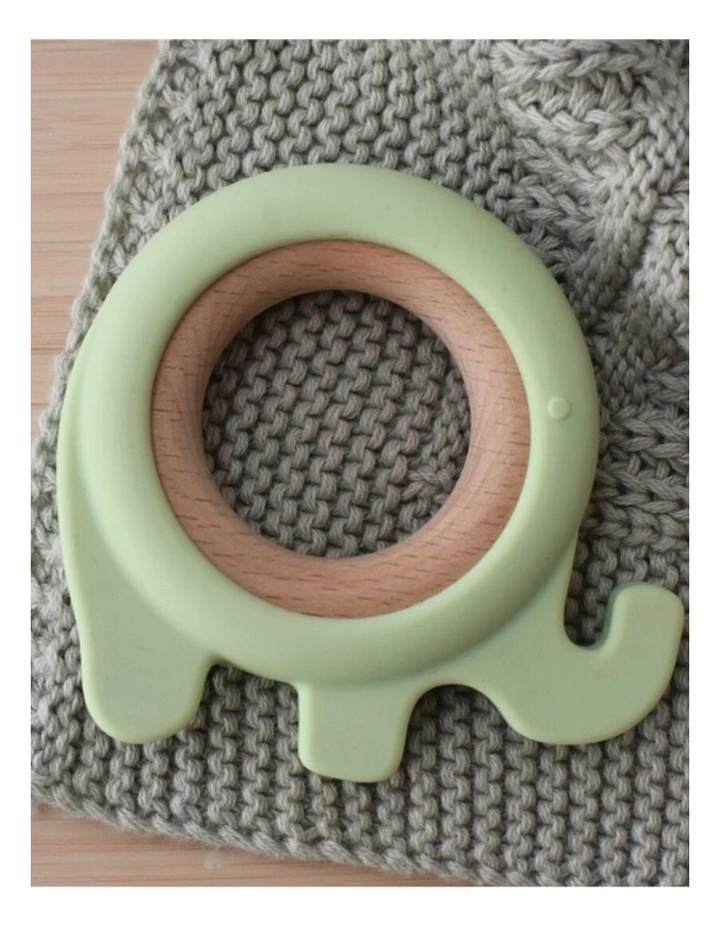 Koala Dream Silicone Wooden Elephant Baby Toddler Chew Teether Green 4m image 4