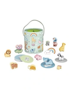 Tooky Toy Animal Shape Touch & Match Wooden Toy Box Bucket Sensory Play 3y 