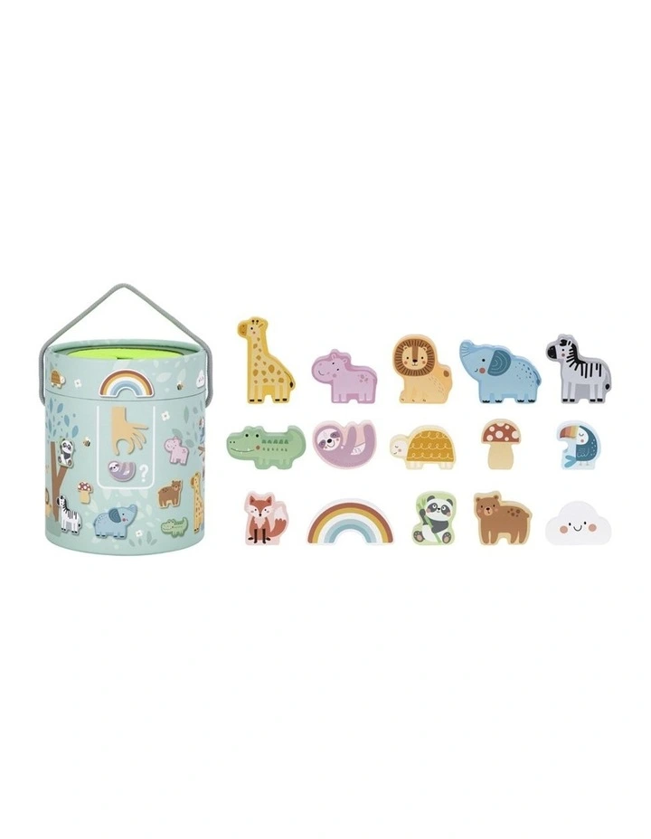Tooky Toy Animal Shape Touch & Match Wooden Toy Box Bucket Sensory Play 3y image 2