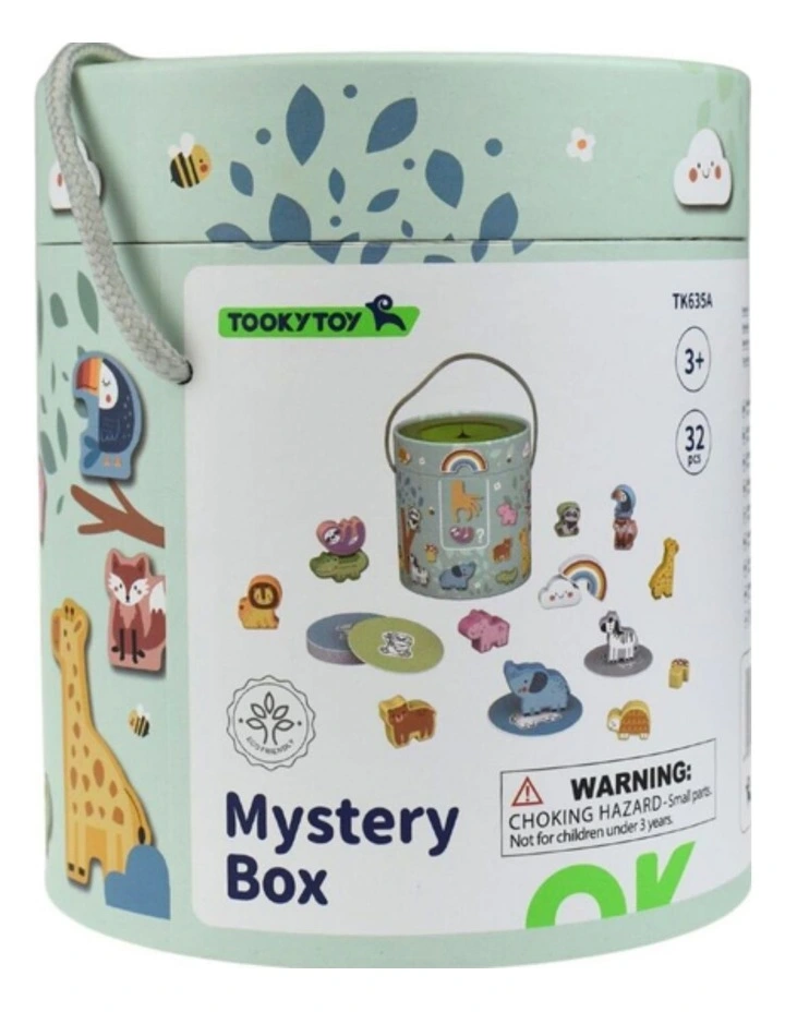 Tooky Toy Animal Shape Touch & Match Wooden Toy Box Bucket Sensory Play 3y image 4