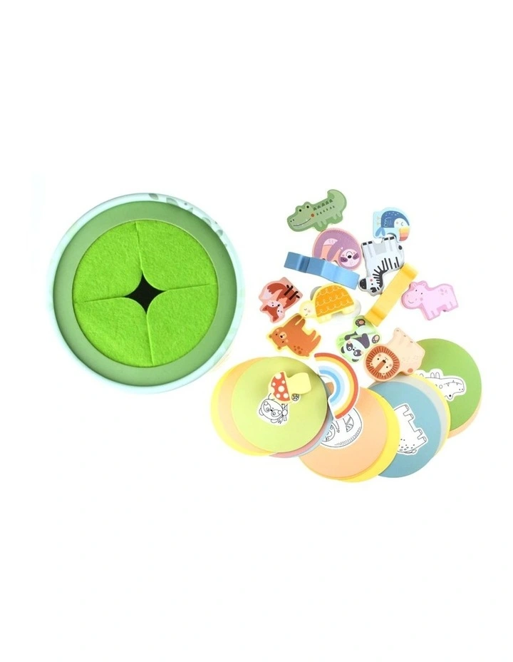 Tooky Toy Animal Shape Touch & Match Wooden Toy Box Bucket Sensory Play 3y image 6