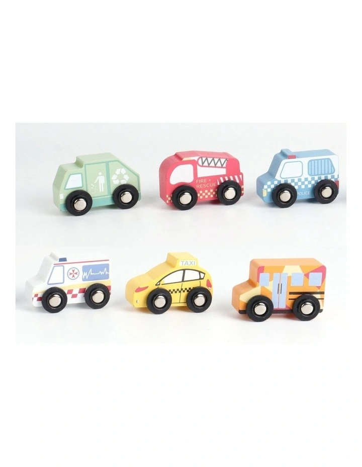Kaper Kidz Wooden Emergency Service Vehicles Kids Toy Set 18m image 2