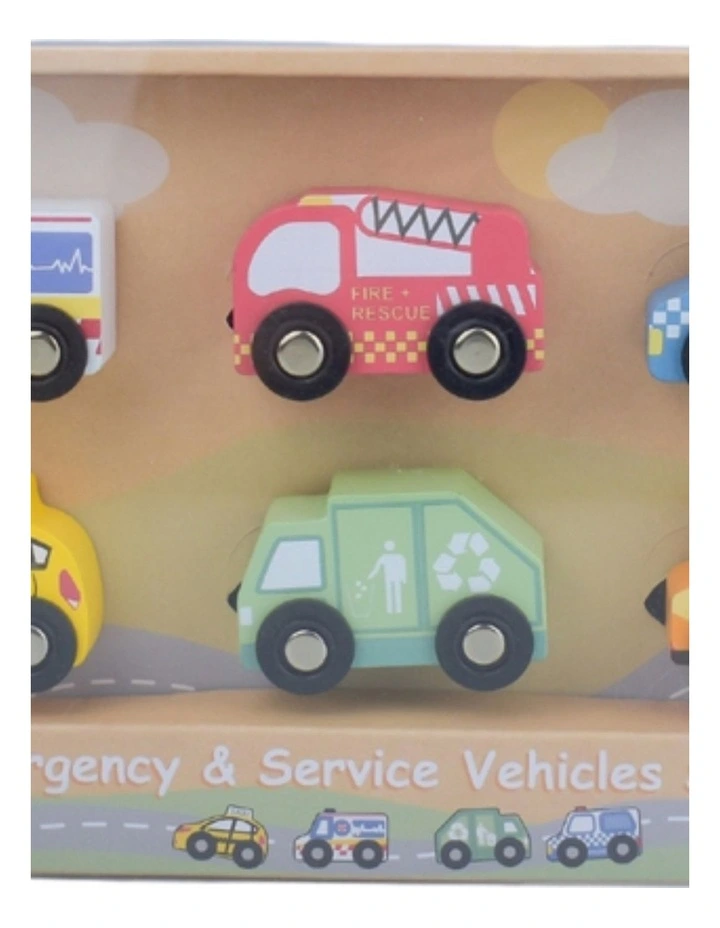 Kaper Kidz Wooden Emergency Service Vehicles Kids Toy Set 18m image 4