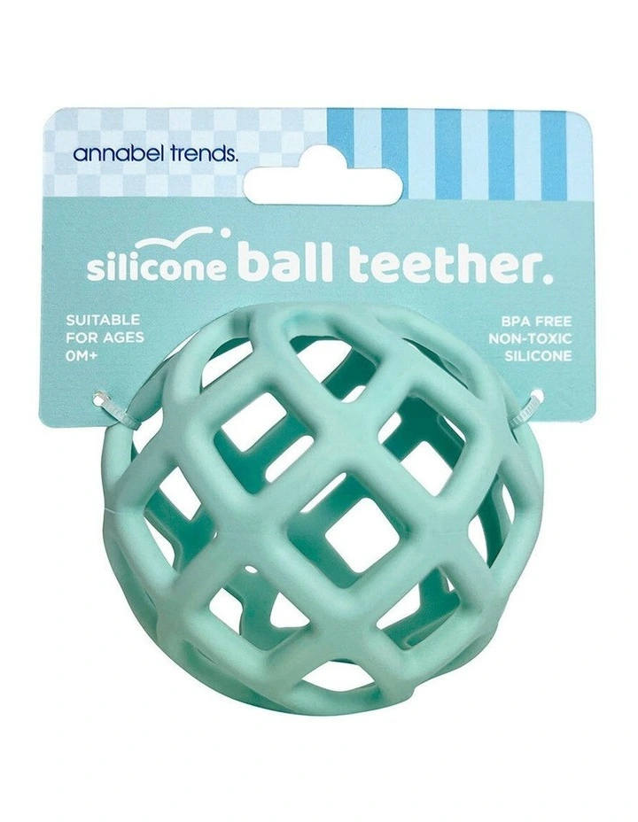 Annabel Trends Silicone Ball Teether Baby Toy Dishwasher Safe Aqua 3m  image 2