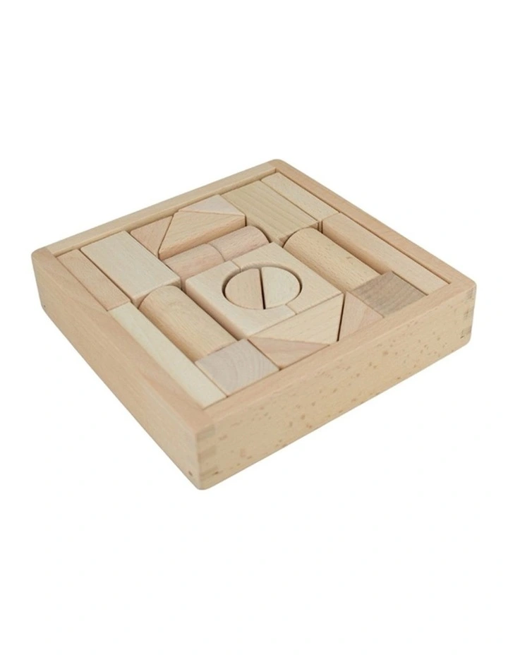 22pc Kaper Kidz Natural Wooden Blocks Kids Toy Beech Wood 12m  image 3