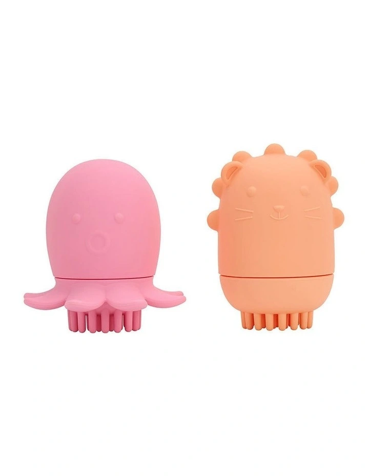Annabel Trends Silicone Baby Bath Toy Brush Set Octopus Lion image 1