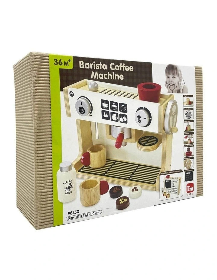 Im Toy Barista Coffee Maker Wooden Kids Pretend Play Set Natural 3  image 5