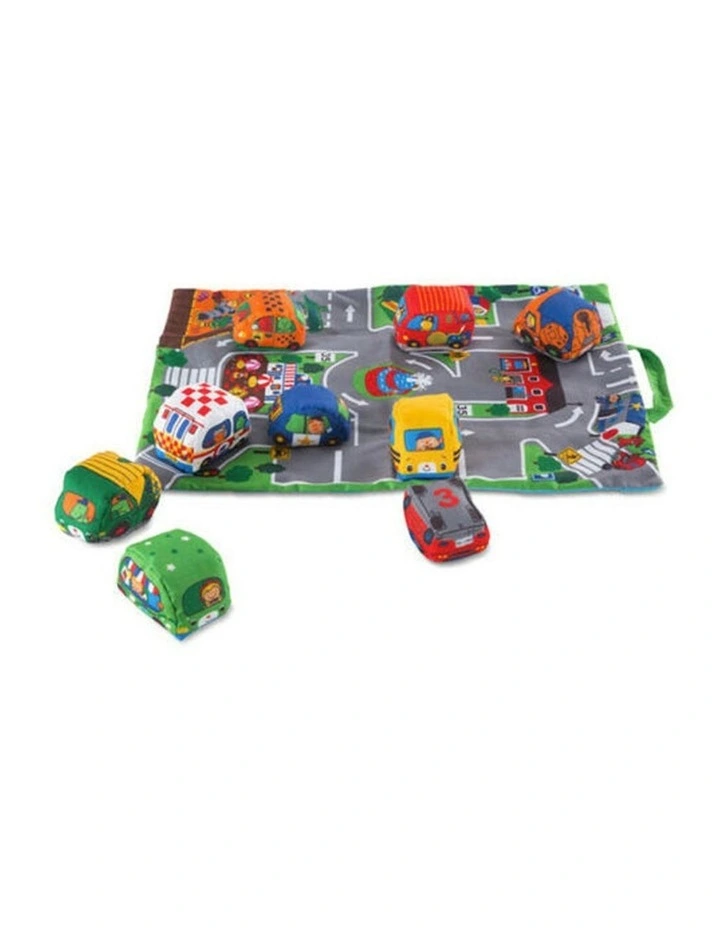 Melissa & Doug Take Along Town Play Mat with 9 Soft Vehicles Kids Toy 6m image 1