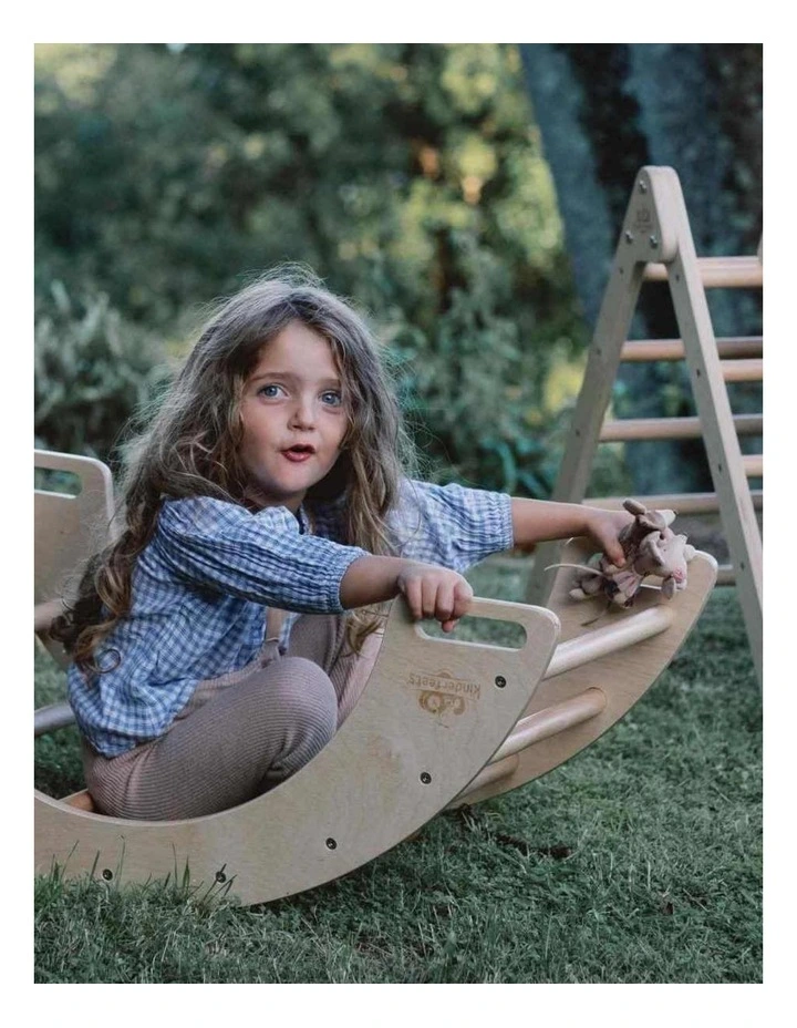 Kinderfeets Wooden Pikler Rocking And Climbing Arch Kids Toy 1y  Natural image 5