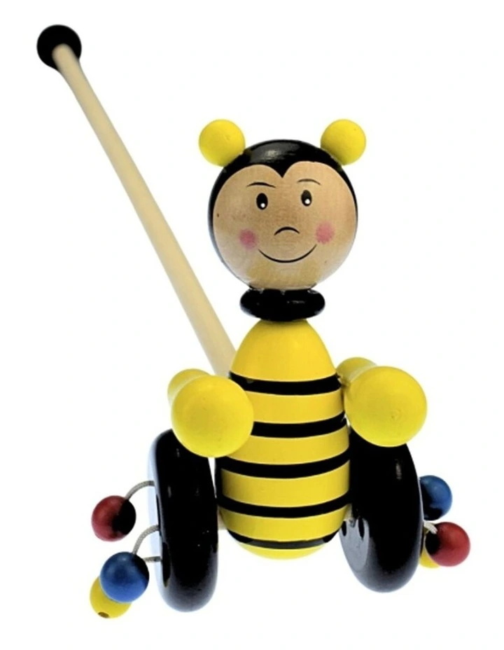 Kaper Kidz Push Along Wooden Bee Spinning Beads Toddler Toy 18 Months image 1
