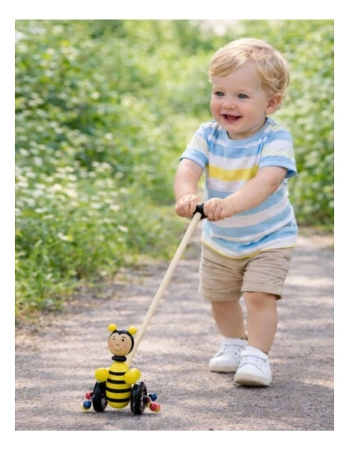 Kaper Kidz Push Along Wooden Bee Spinning Beads Toddler Toy 18 Months image 4