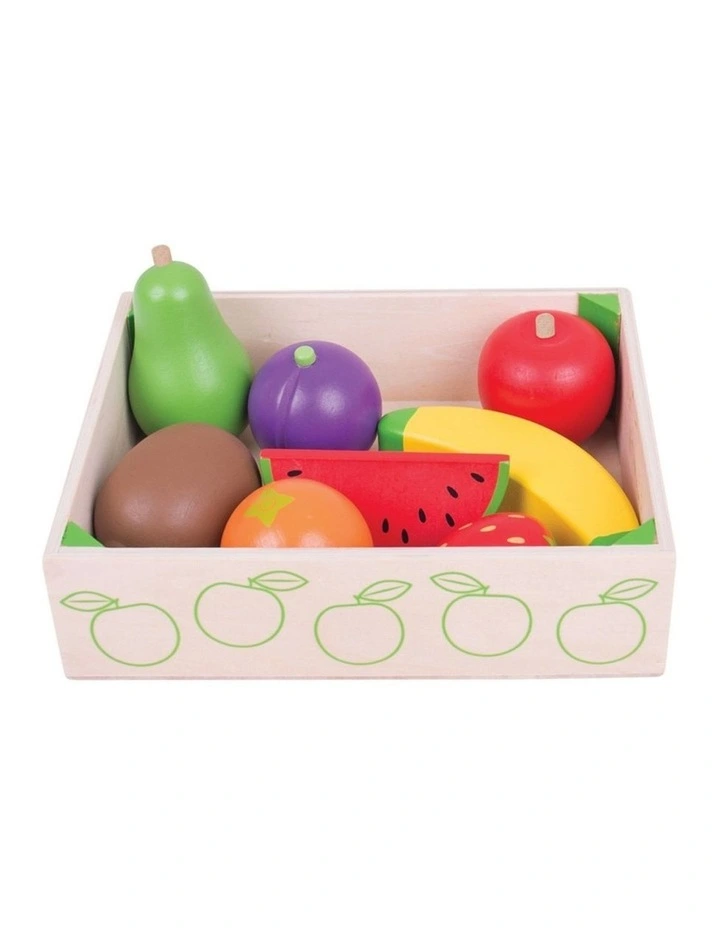 Bigjigs Toys Wooden Fruit Crate Kids Pretend Play Toy 18m Multicoloured image 1