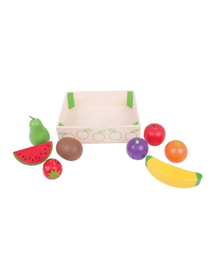 Bigjigs Toys Wooden Fruit Crate Kids Pretend Play Toy 18m Multicoloured image 2