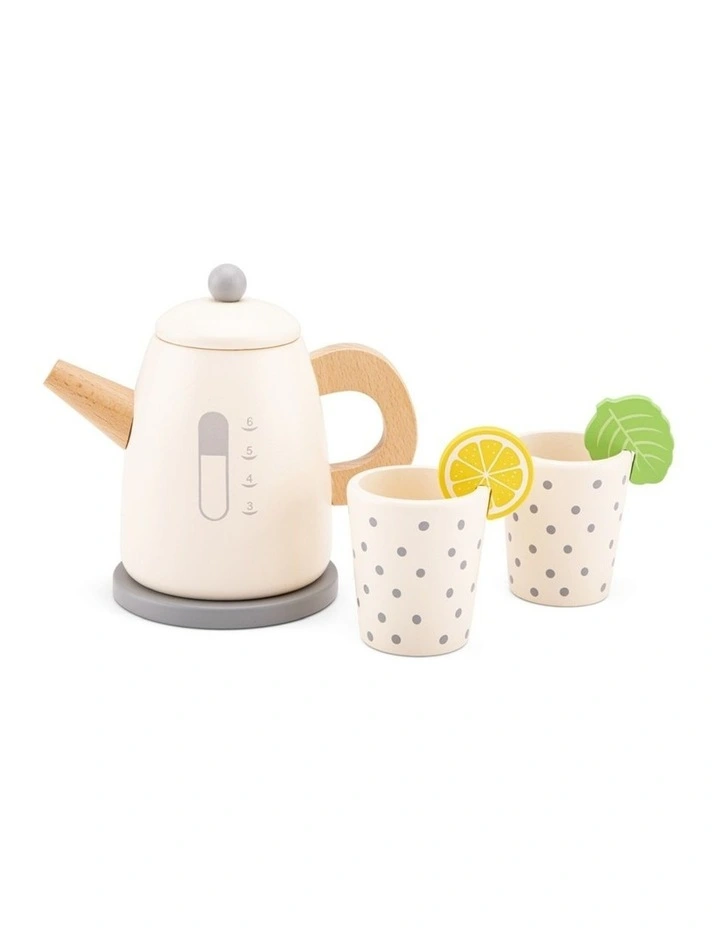 6pc New Classic Toys Wooden Kettle Toy Kids Pretend Play Set Cream 3 image 1