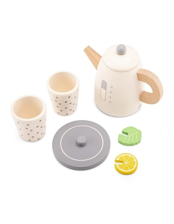 6pc New Classic Toys Wooden Kettle Toy Kids Pretend Play Set Cream 3 image 2