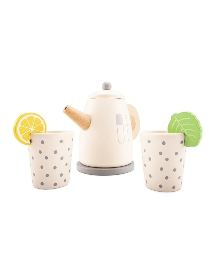 6pc New Classic Toys Wooden Kettle Toy Kids Pretend Play Set Cream 3 image 3