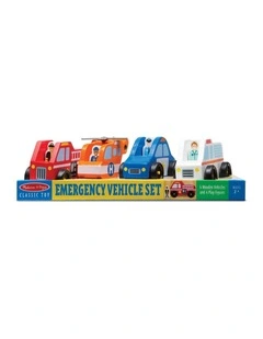 Melissa & Doug Emergency Vehicle Set Wooden Childrens Toy 5 Inch 3y 