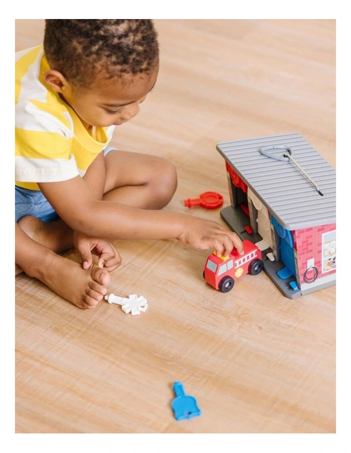 Melissa & Doug Lock Roll Rescue Truck Garage Wooden Kids Toy Multi-Colour 3 image 3