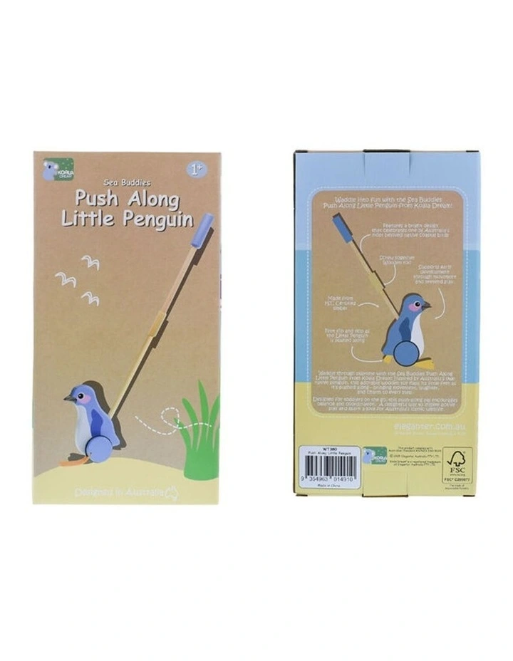 Koala Dream Wooden Push Along Little Penguin Baby Toddler Walker Toy 12m image 2